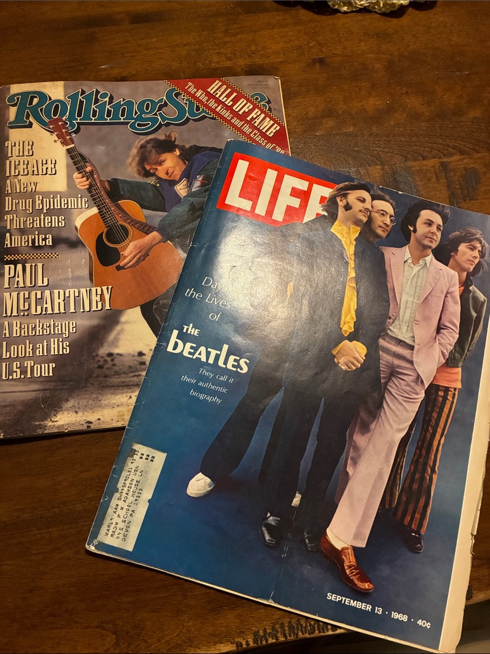 2 Vintage Beatles & Paul McCartney mags - LIFE 1968 & Rolling Stone 1990
